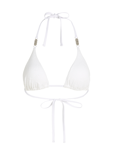 Top de bikini de triángulo Seashell, Blanco