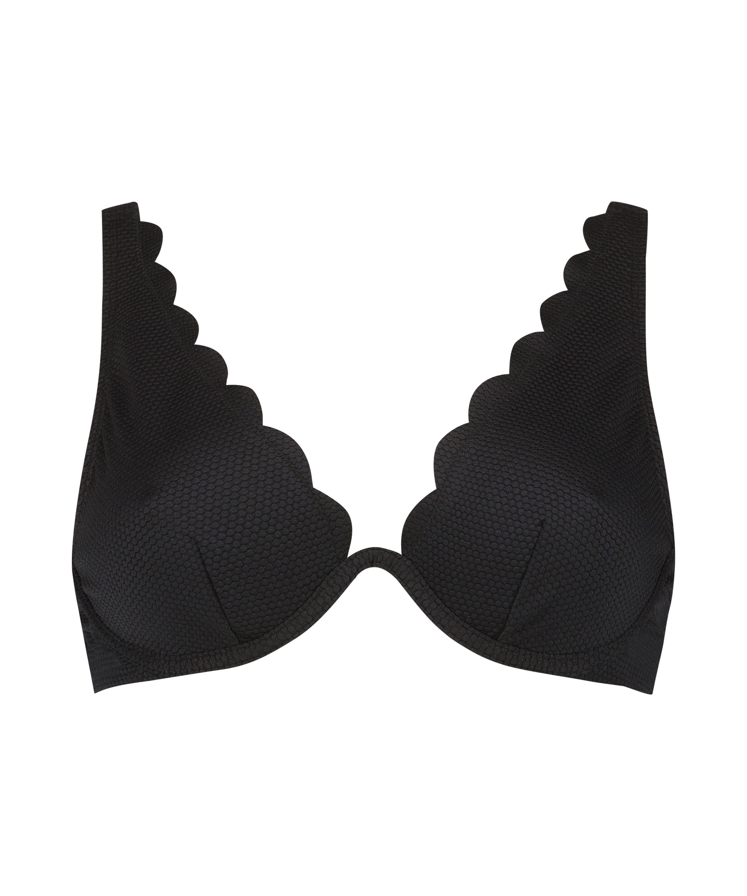 Top de bikini de aros no preformado Scallop, Negro, main