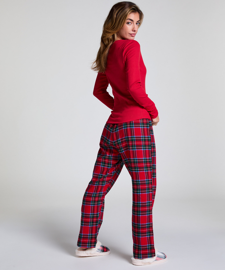 Top V-neck long sleeves, Rojo