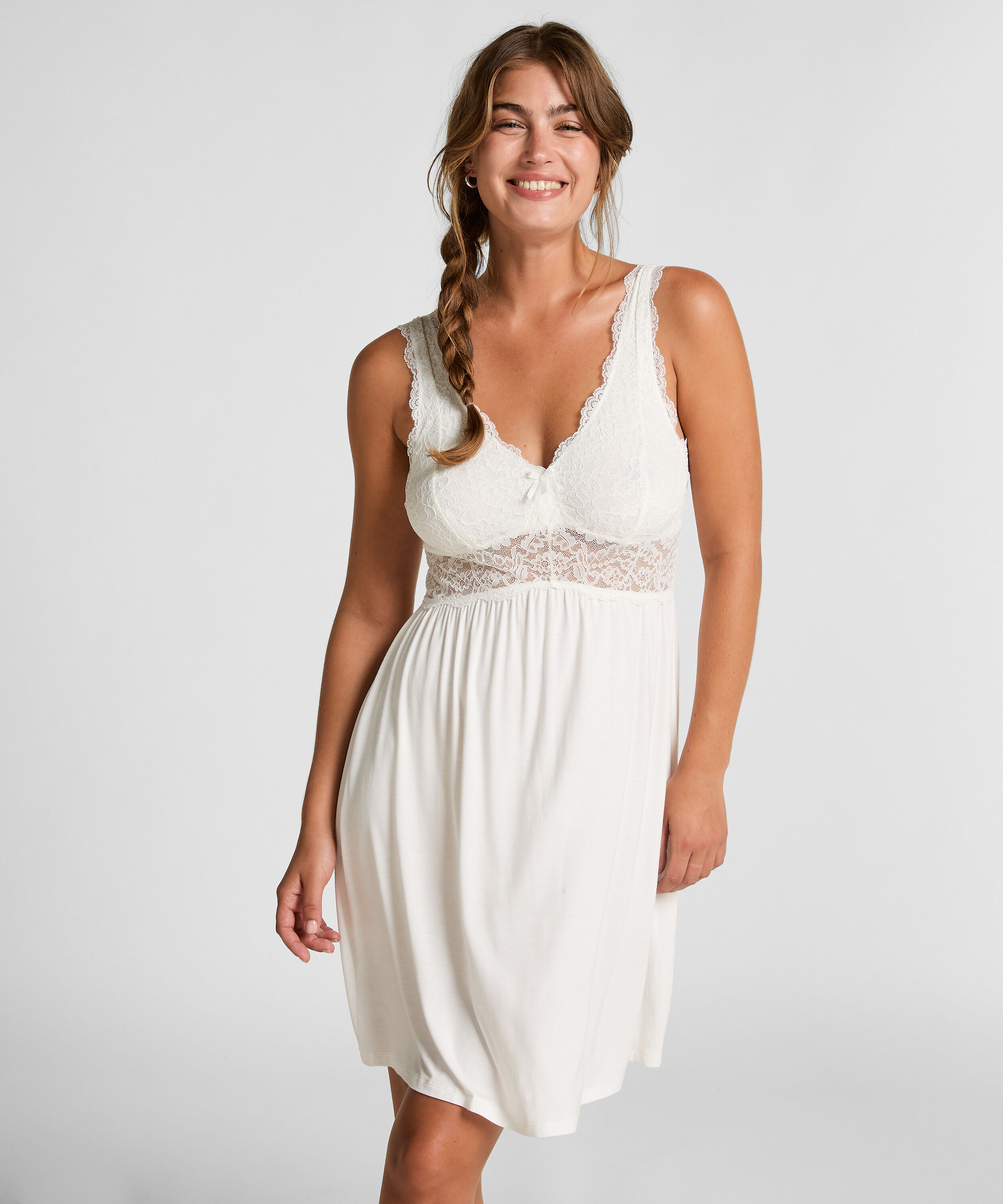 Vestido lencero Nora Lace, Blanco