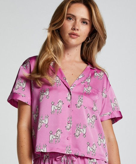 Chaqueta de manga corta de satén, Morado