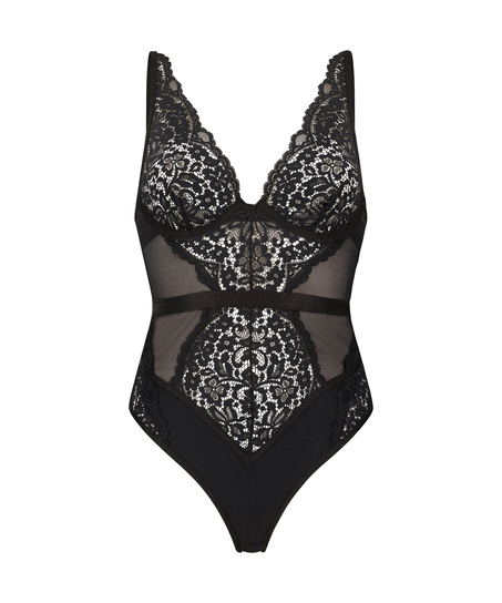 Bodi rosa con aros, Negro