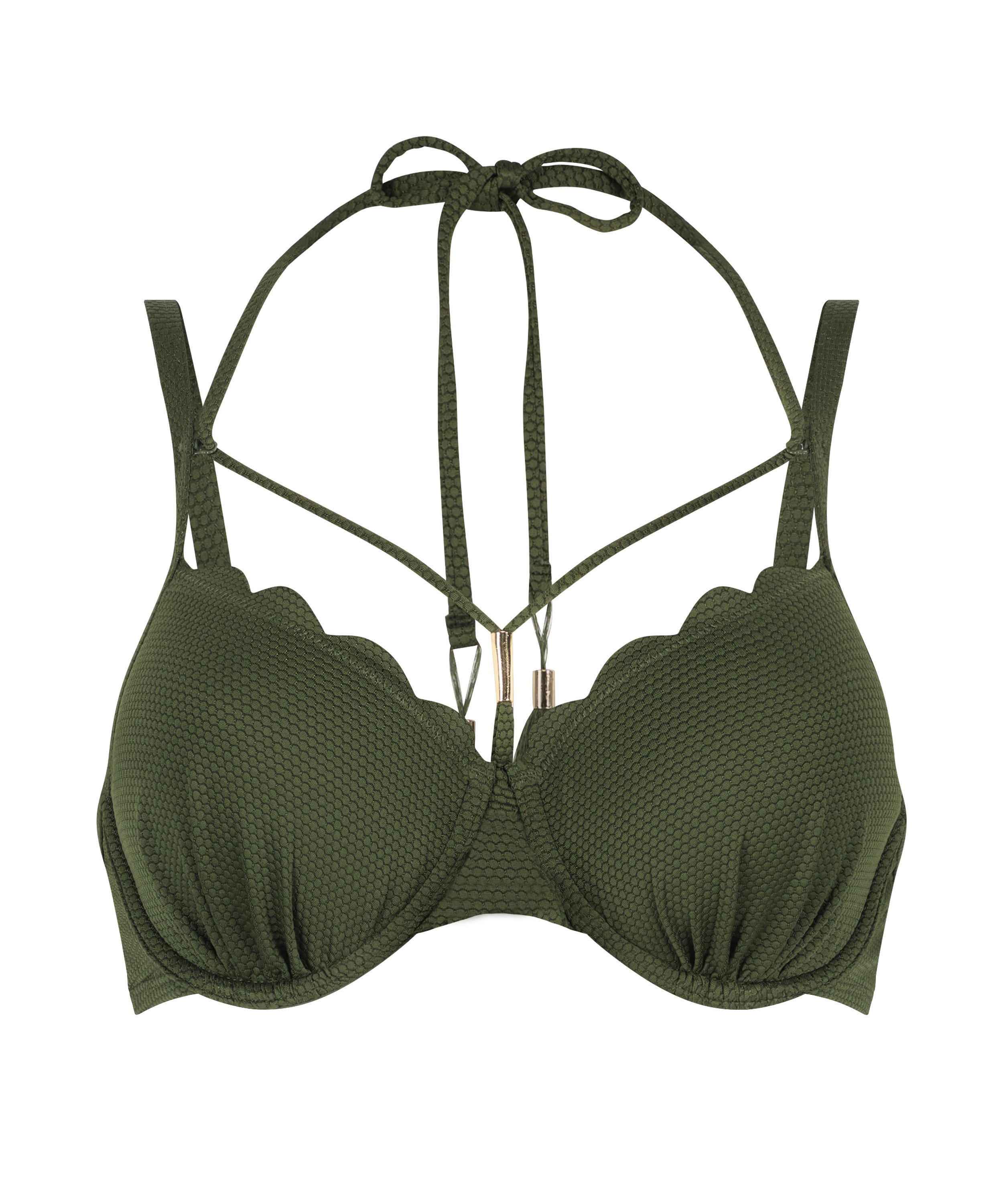 Top de bikini preformado de aros Scallop, Verde, main