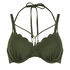 Top de bikini preformado de aros Scallop, Verde