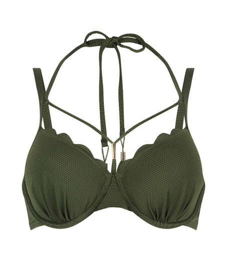 Top de bikini preformado de aros Scallop, Verde