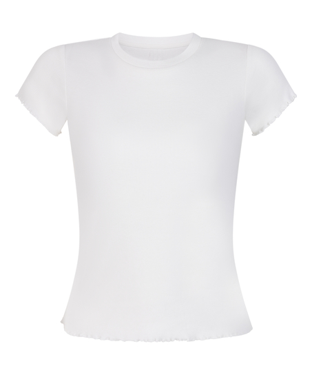 Camiseta de algod&oacute;n de manga corta, Blanco