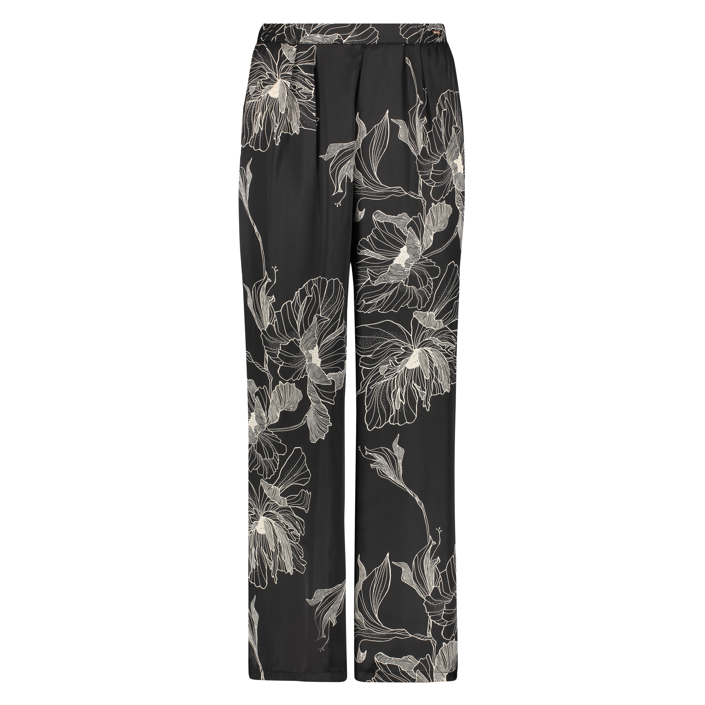 Petite Pantal&oacute;n palazzo satinado Lotus, Negro, main