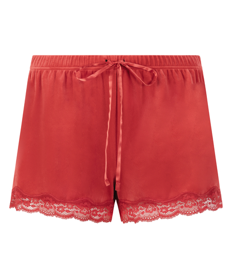 Pantalón corto de terciopelo y encaje, Rojo