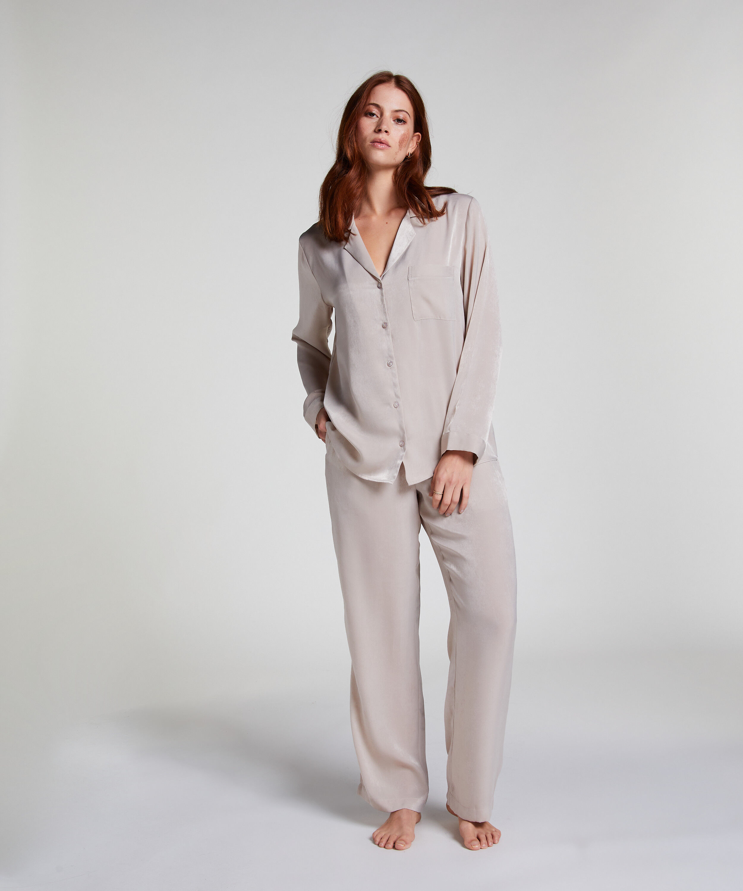 Pantalón de satén, Beige