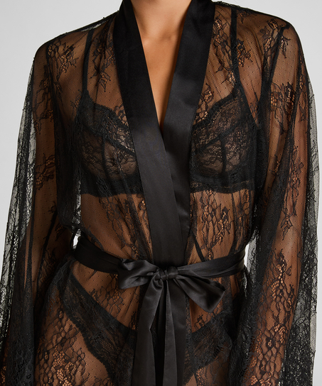 Kimono Allover Lace, Negro