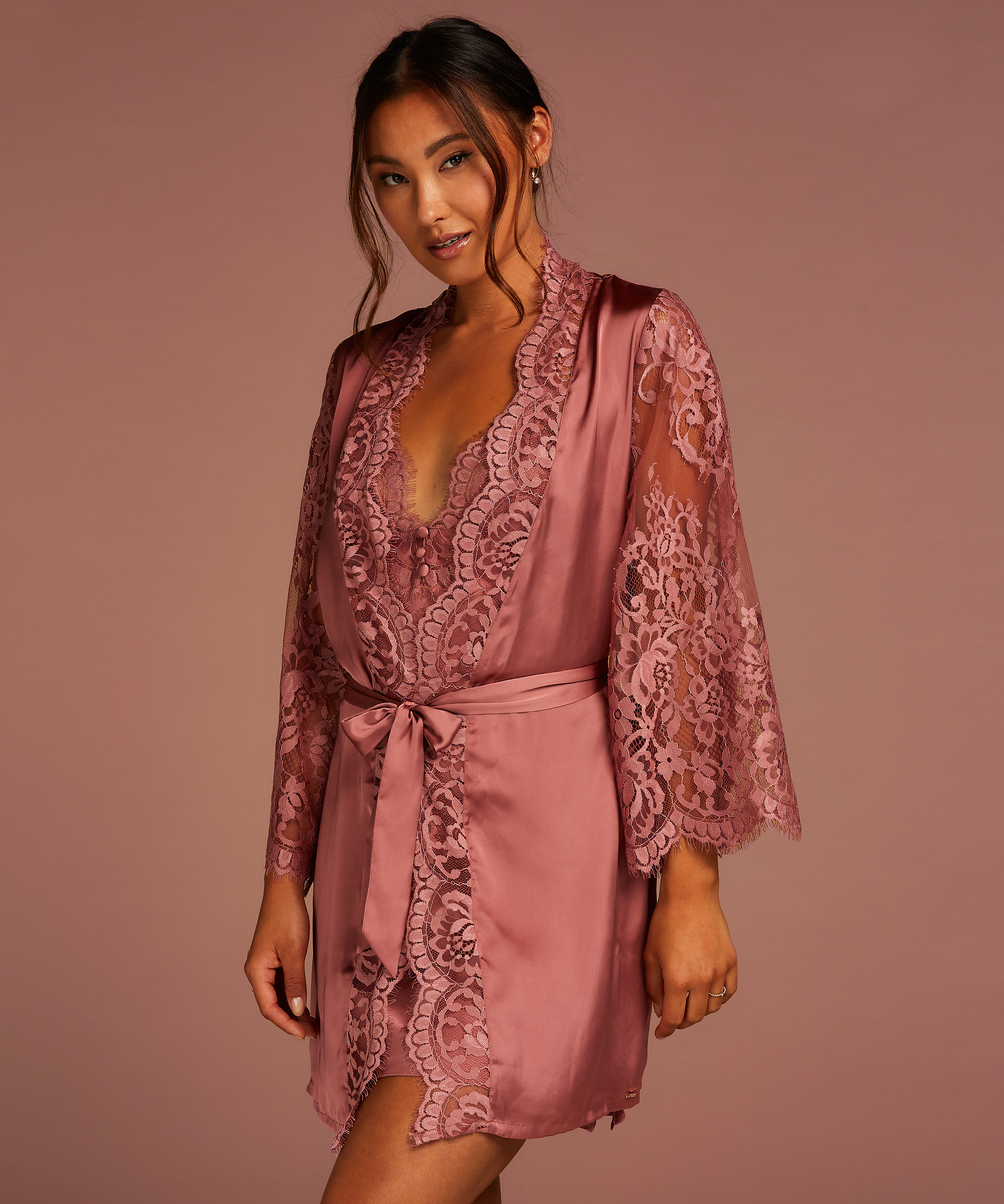 Kimono de encaje, Rosa, main