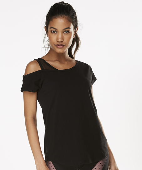 Top deportivo de manga corta HKMX Branded, Negro