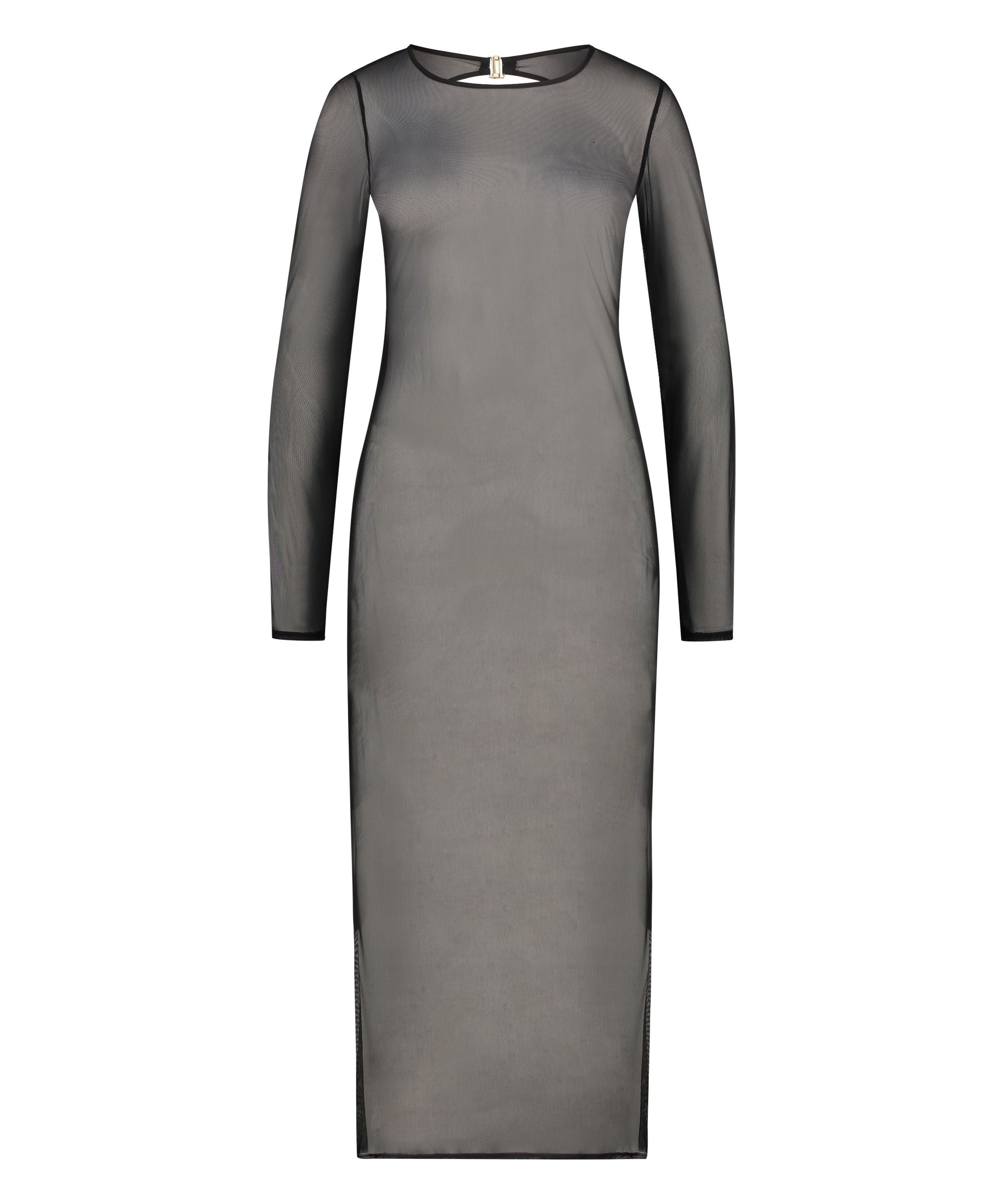 Vestido largo transparente, Negro, main