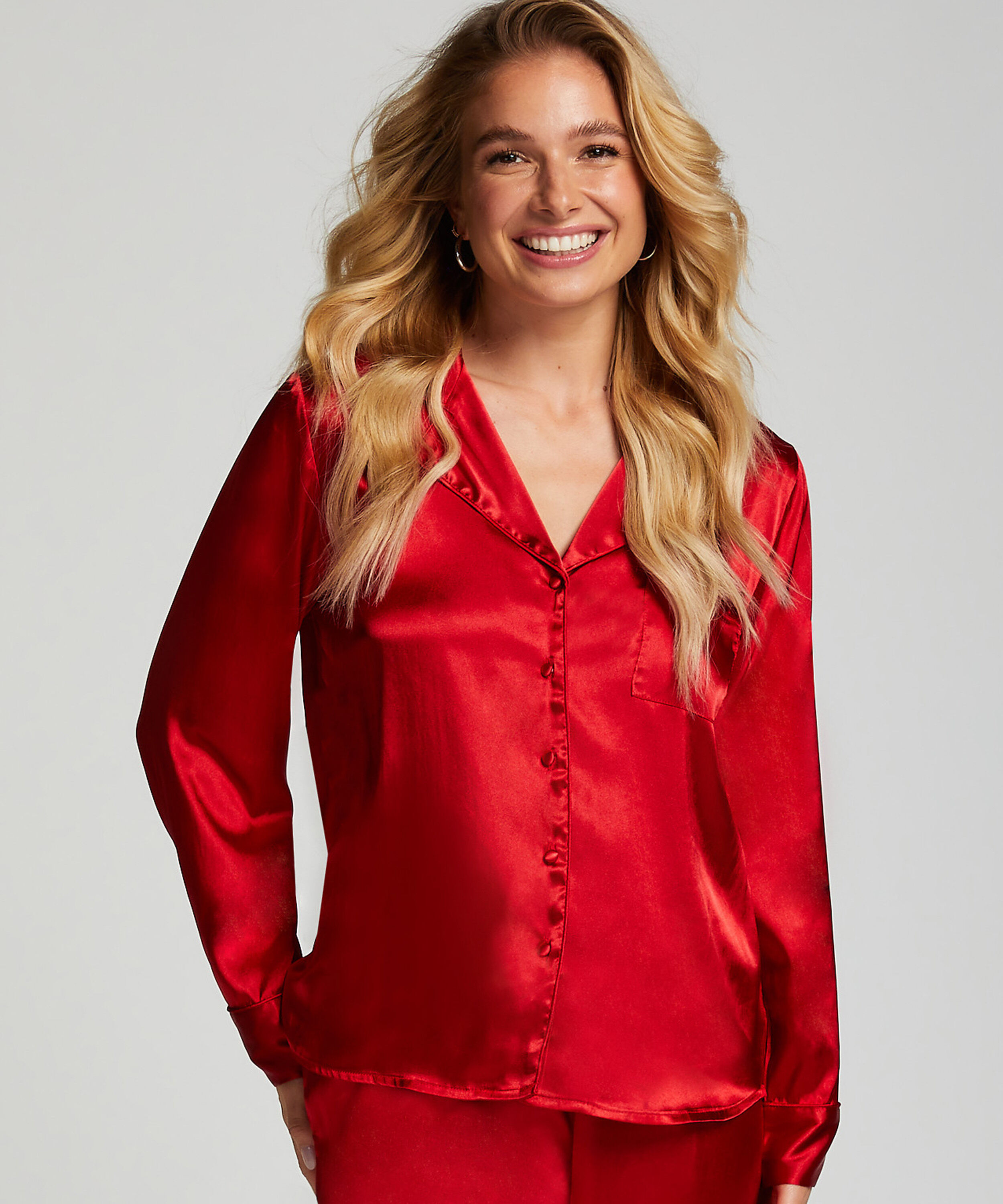 Chaqueta de manga larga y satén, Rojo