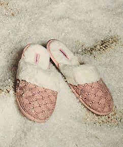 Zapatillas caseras tejidas, Rosa
