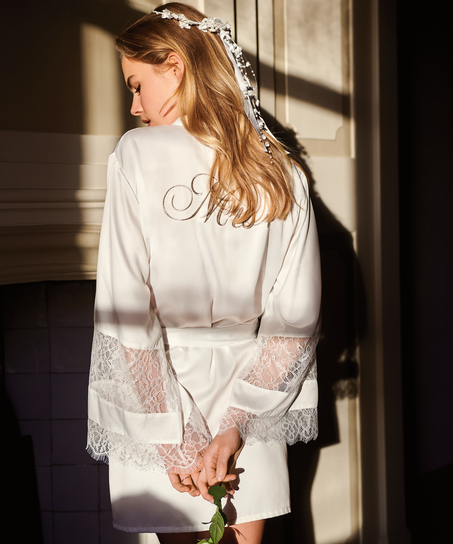 Kimono de sat&eacute;n Bridal, Blanco