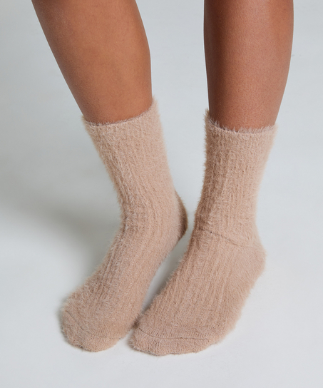Calcetines peludos Liv, Beige