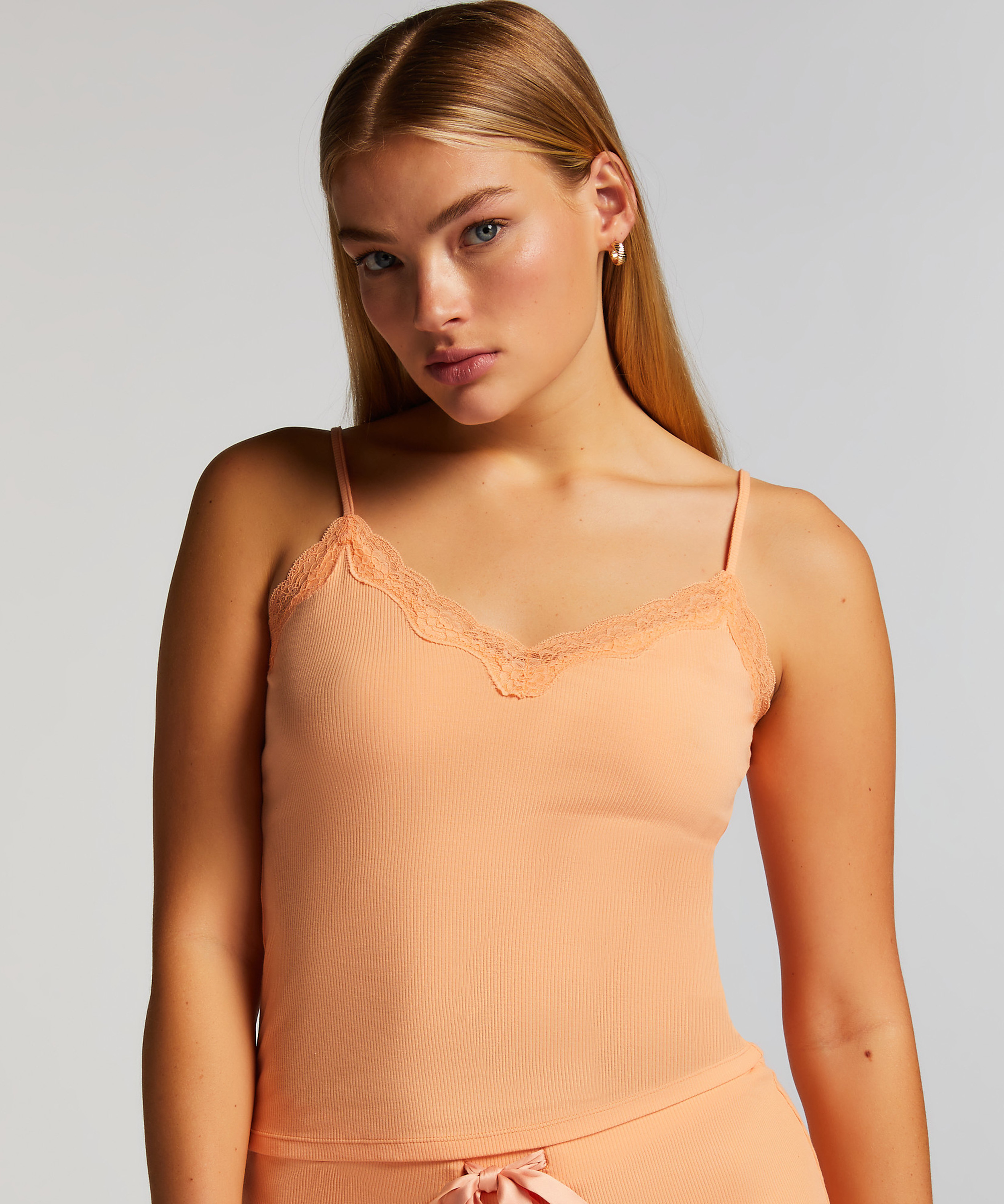 Top Cami Rib Lace, Rosa, main