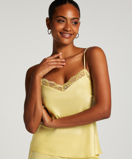 Camiseta top Satin Lace, Amarillo