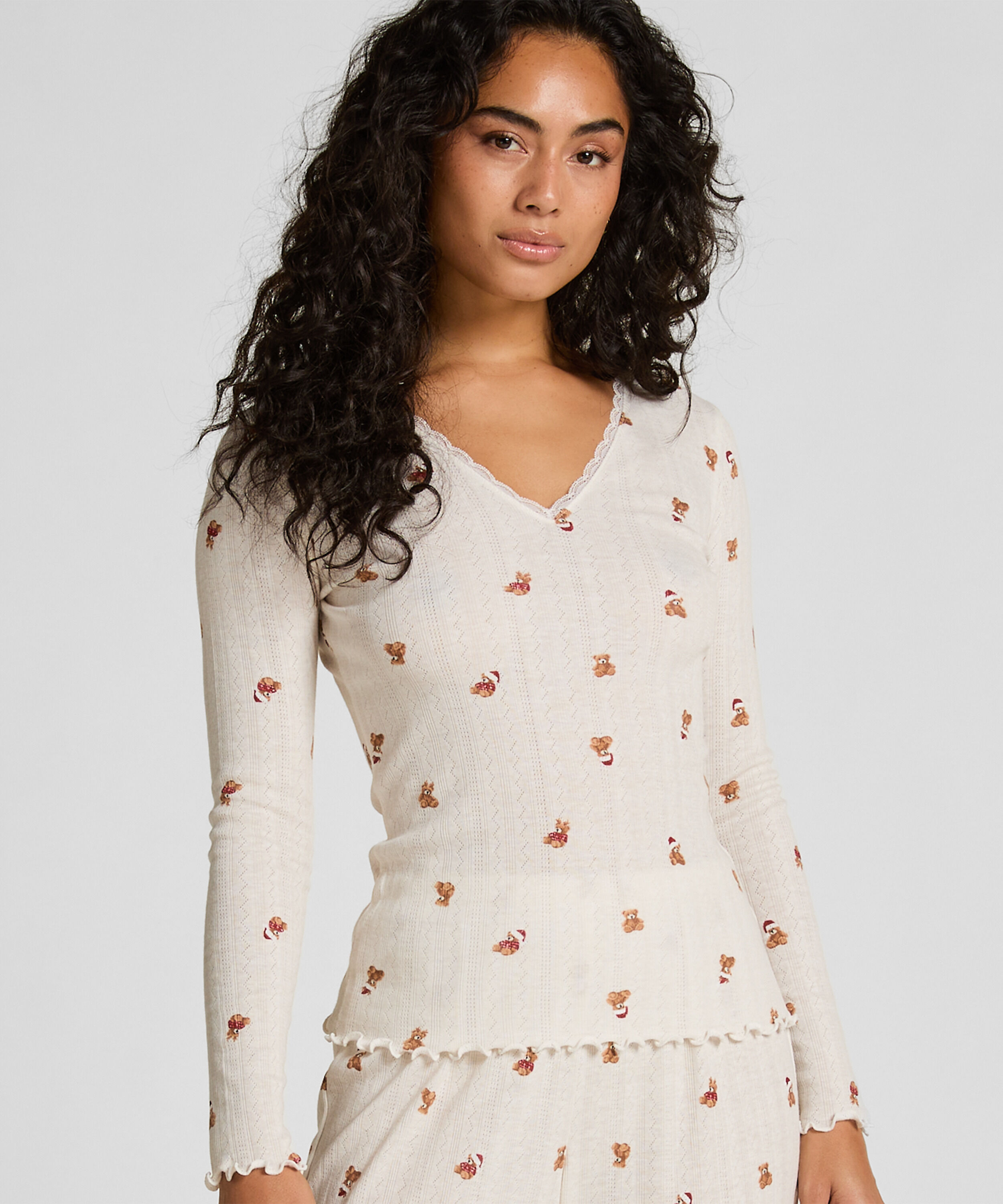 Top de pijama Pointelle, Blanco