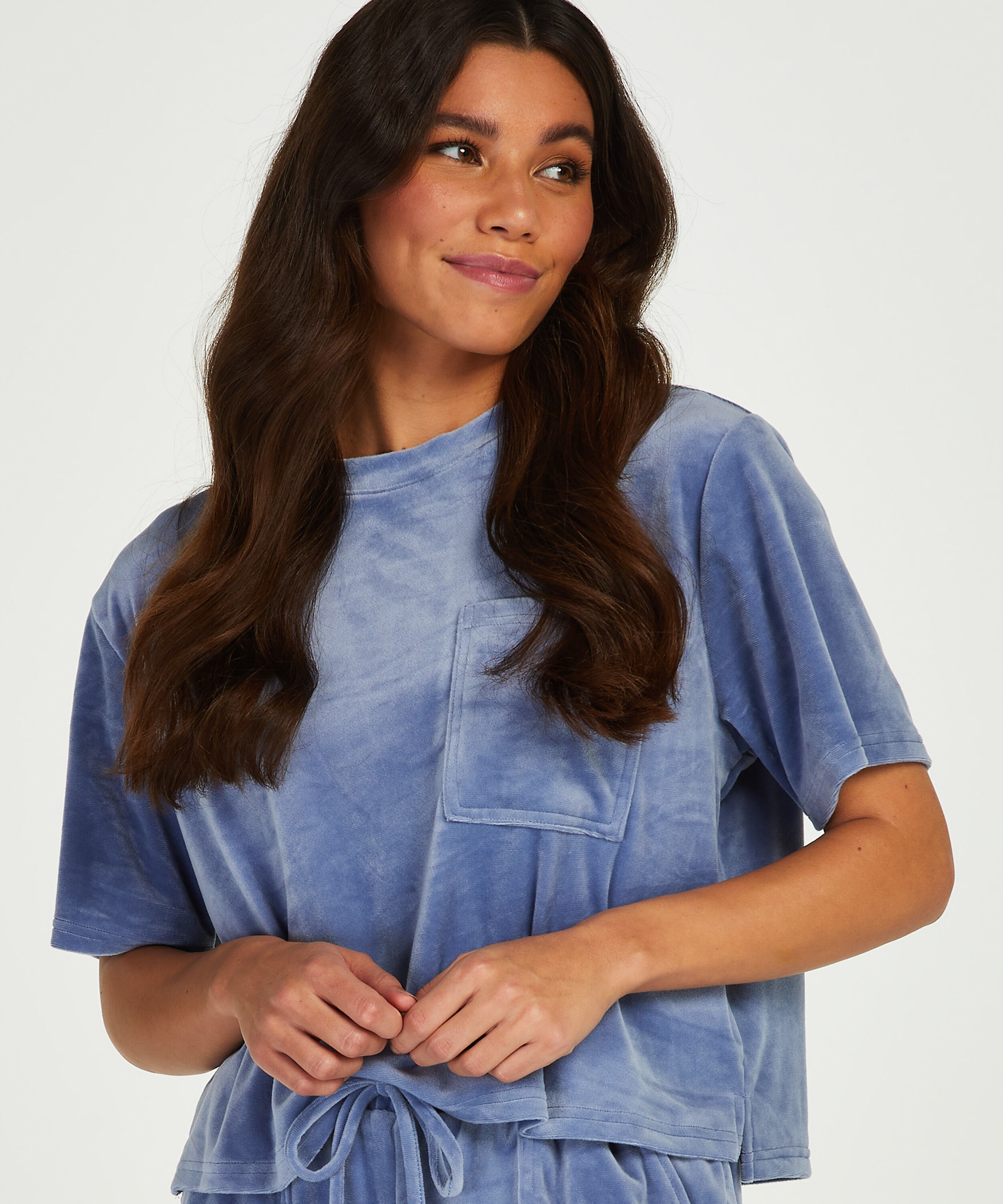 Top de terciopelo Pocket, Azul