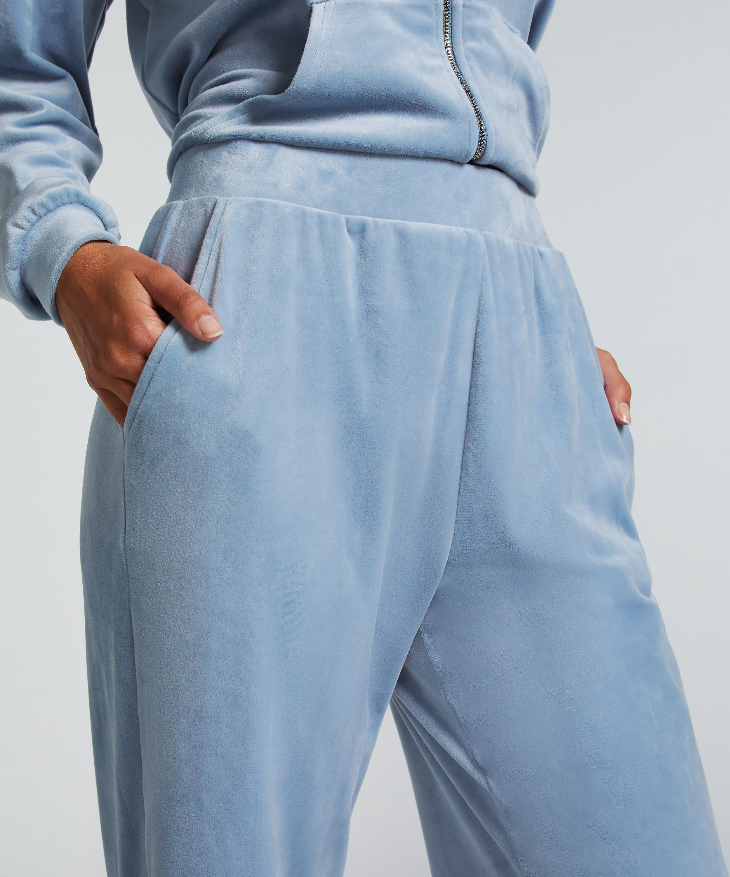 Petite Pantal&oacute;n de pijama de terciopelo, Azul, main