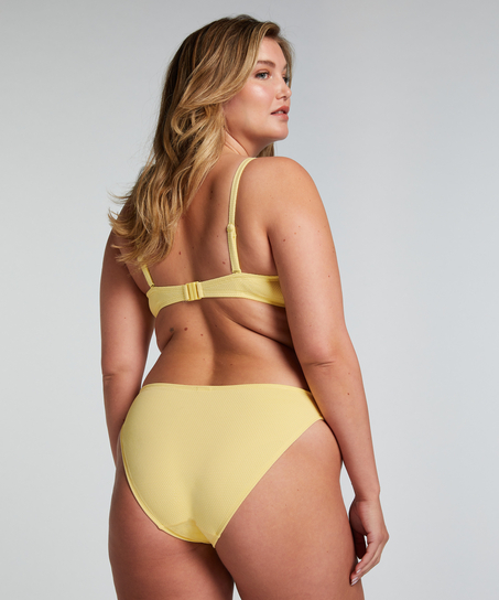 Top de bikini con aros, sin tiras y acolchado Scallop Copa E +, Amarillo