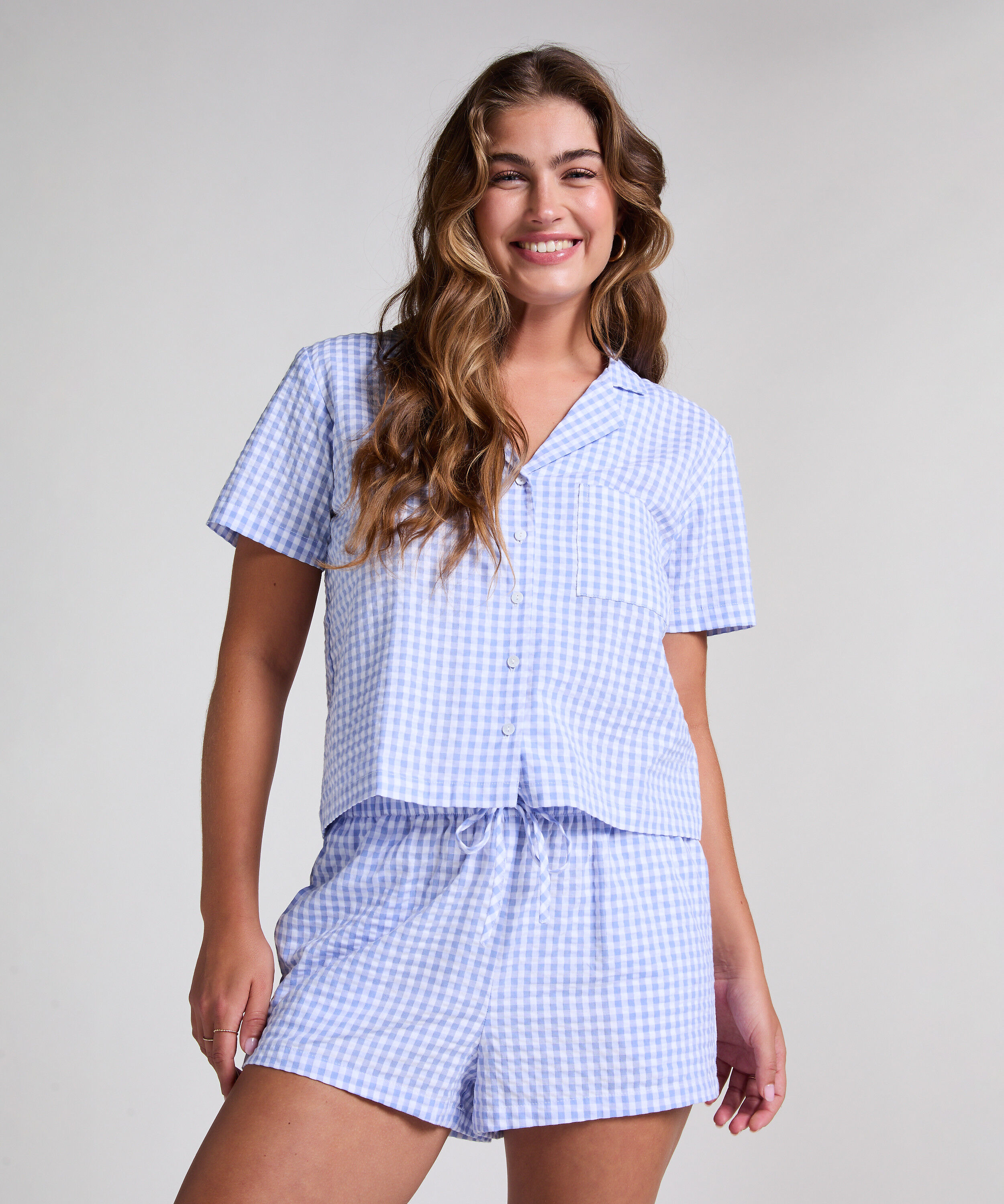 Pantalón corto Seersucker, Azul