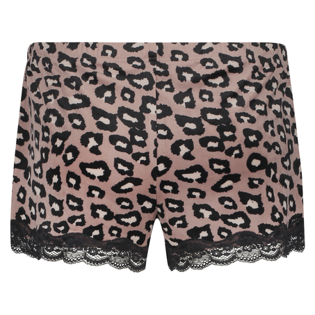 Pantalón de pijama corto de terciopelo leopard, Rosa