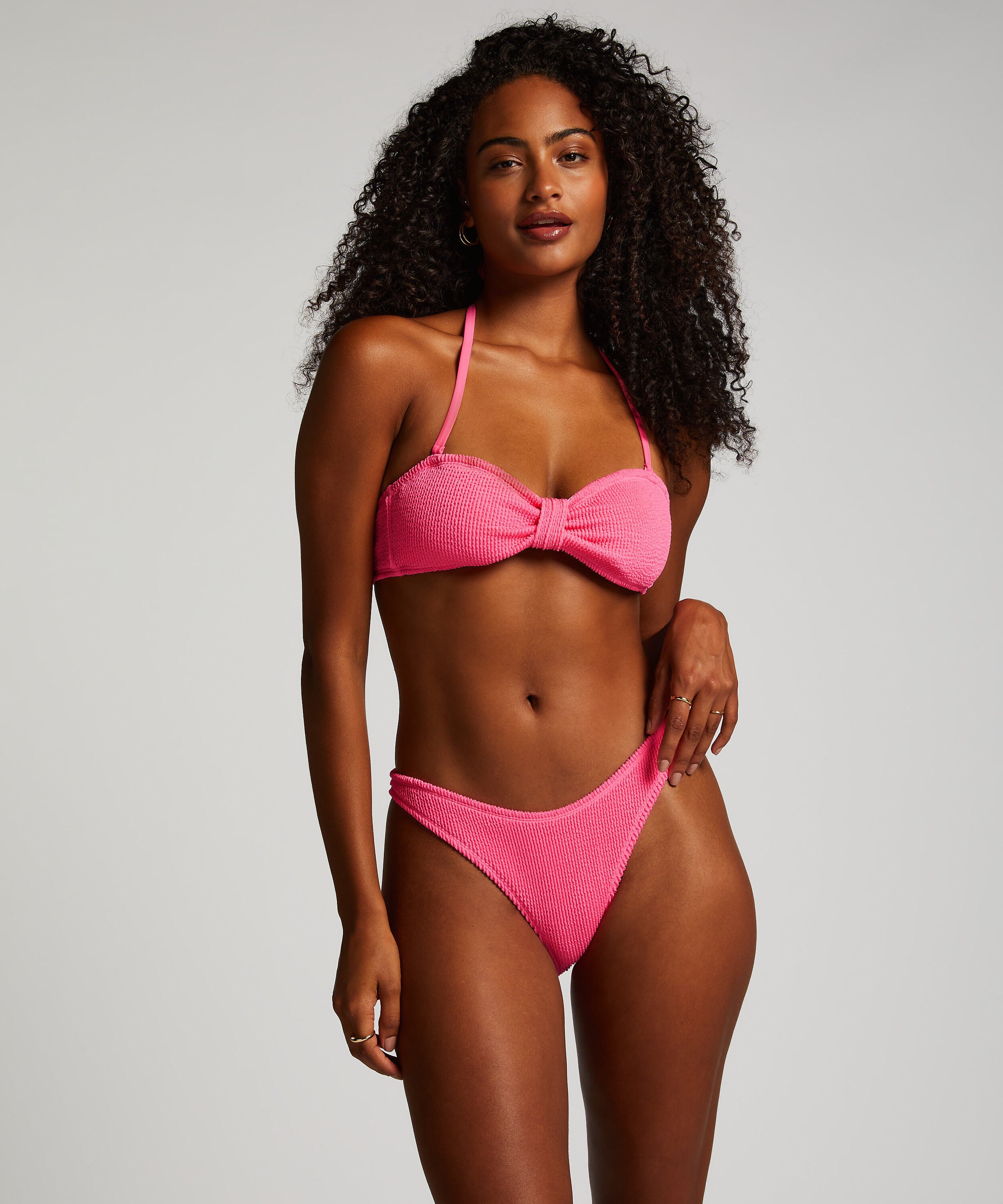 Braguita de Bikini de Corte Alto Crinkle