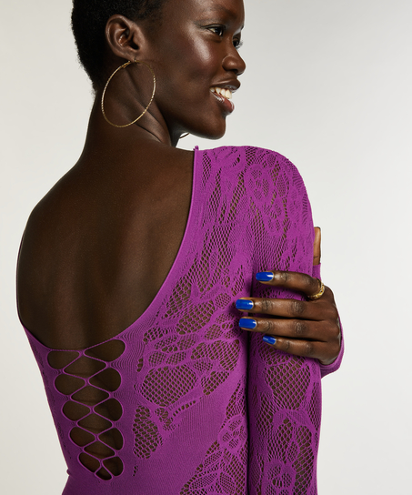 Bodi de encaje manga larga Nyakim, Morado