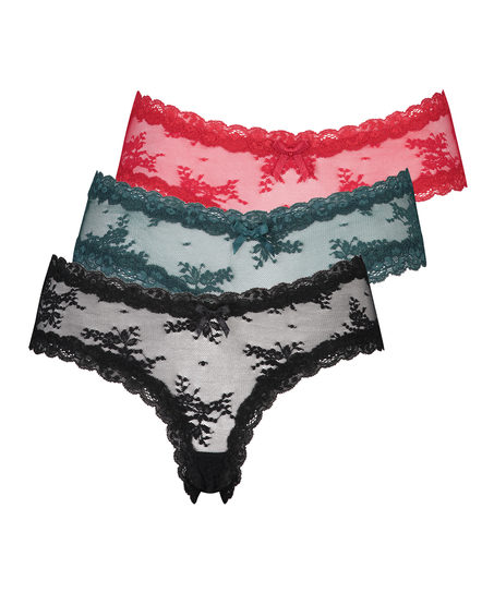 3 brasile&ntilde;as en forma de V Mesh, Negro