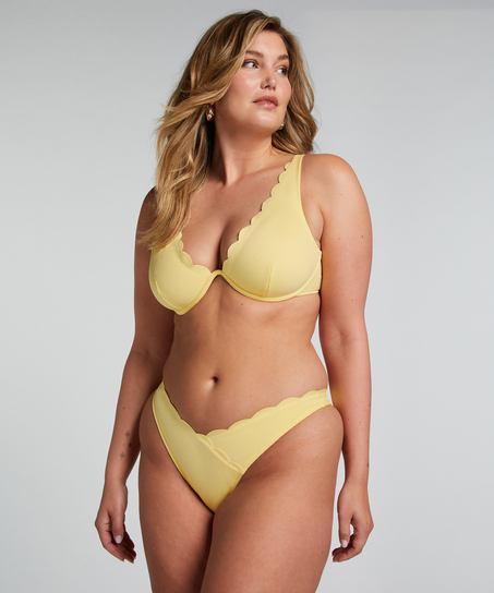 Braguita de Bikini de Corte Alto Scallop, Amarillo