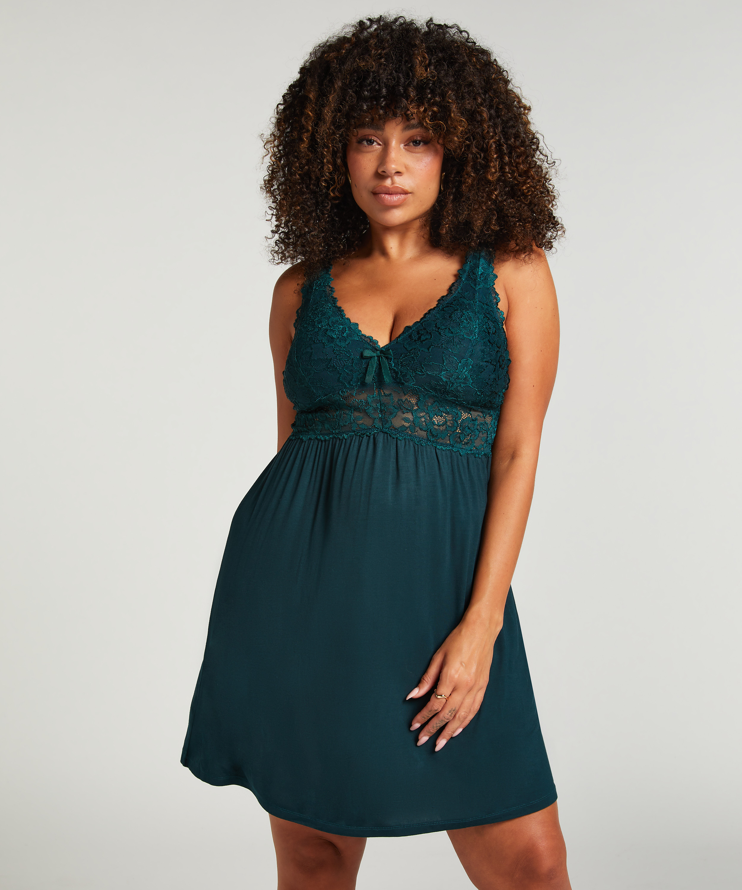 Vestido lencero Nora Lace, Verde, main