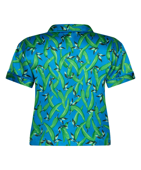 Chaqueta de manga corta de sat&eacute;n, Azul