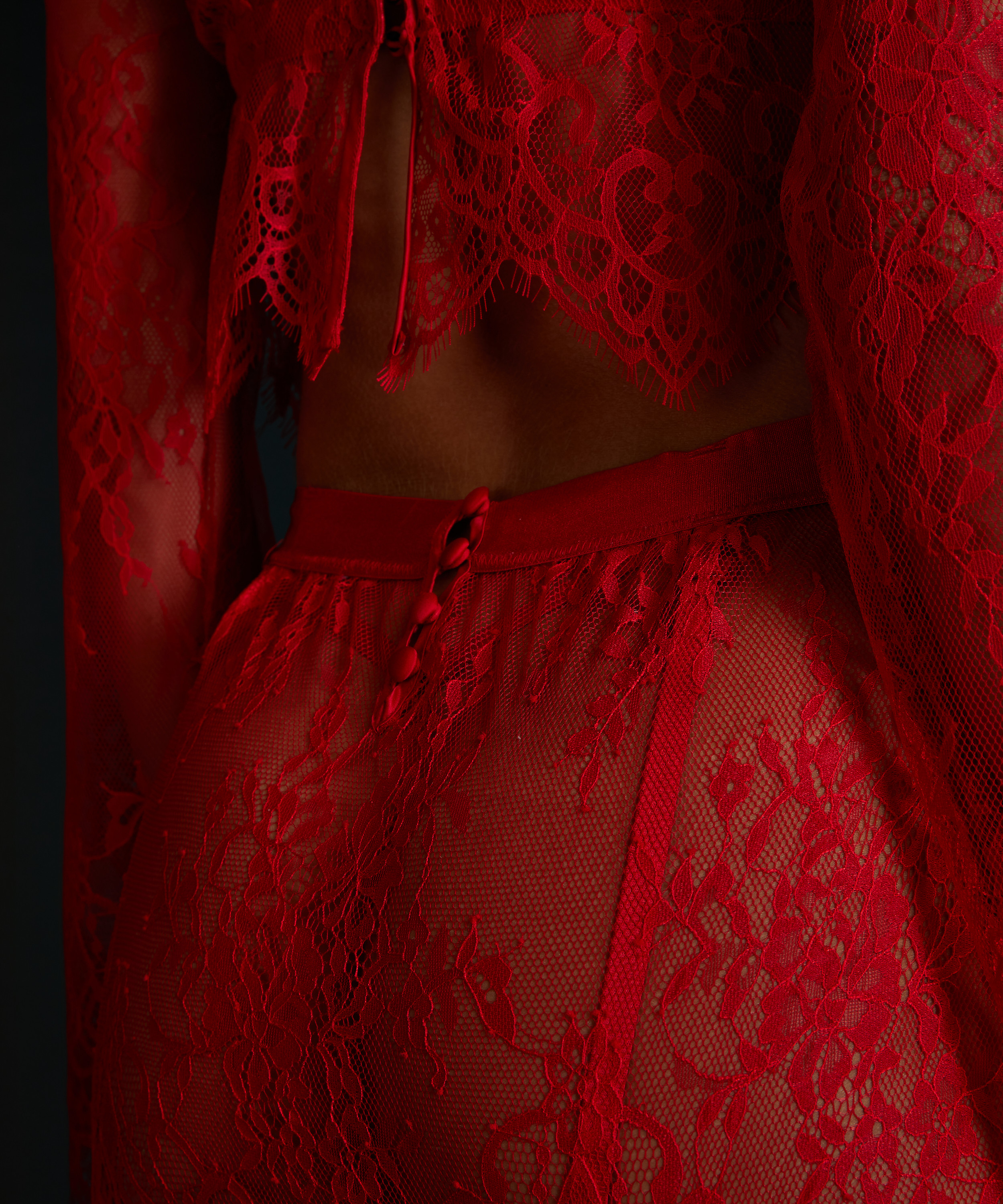 Falda de encaje, Rojo, main