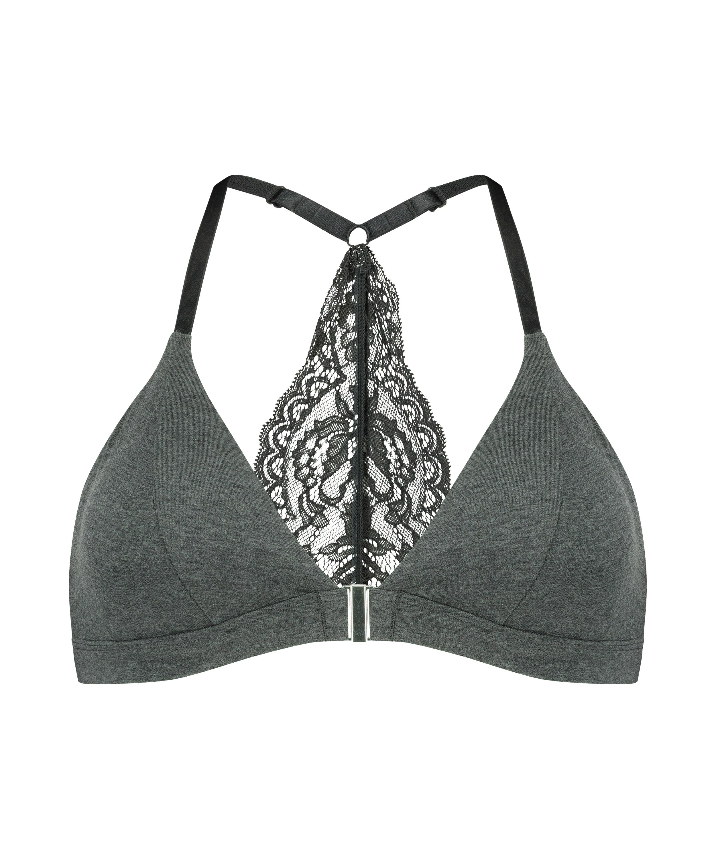 Bralette triangular preformada de algod&oacute;n Chloe, Gris, main