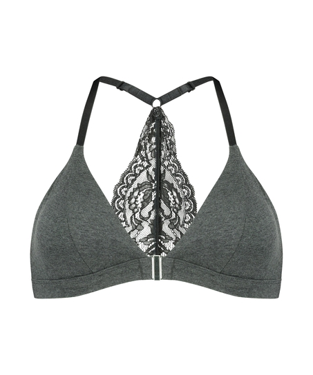 Bralette triangular preformada de algod&oacute;n Chloe, Gris