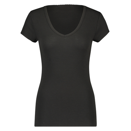 Top de pijama de manga corta., Negro