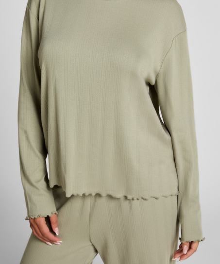 Pyjama Top Loose Pointelle, Verde