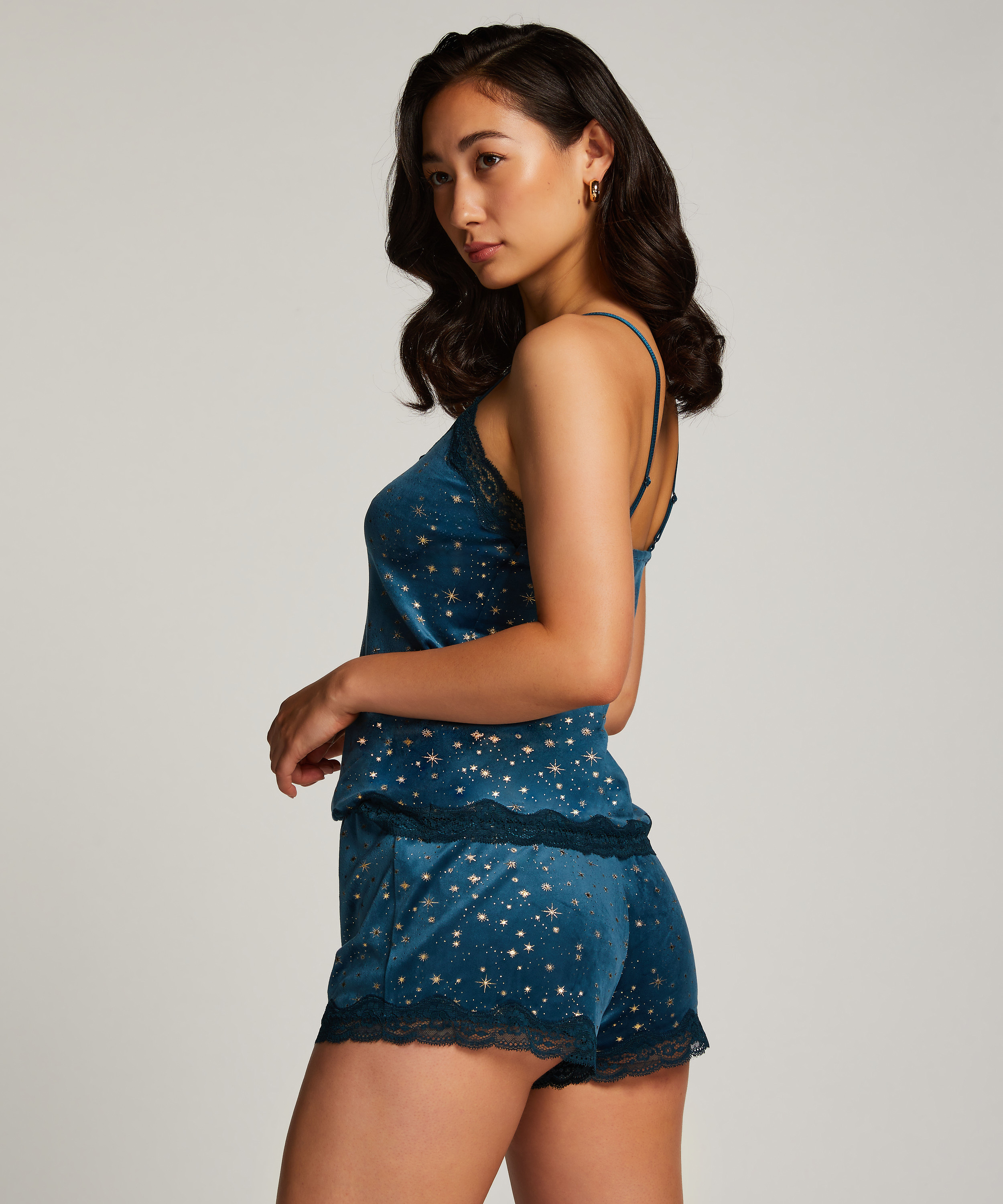 Top Velours Lace, Azul, main