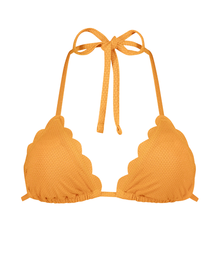 Top de bikini triangular Scallop Lurex, Naranja