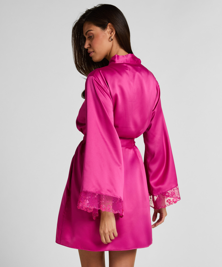 Kimono de sat&eacute;n Peonie, Rosa