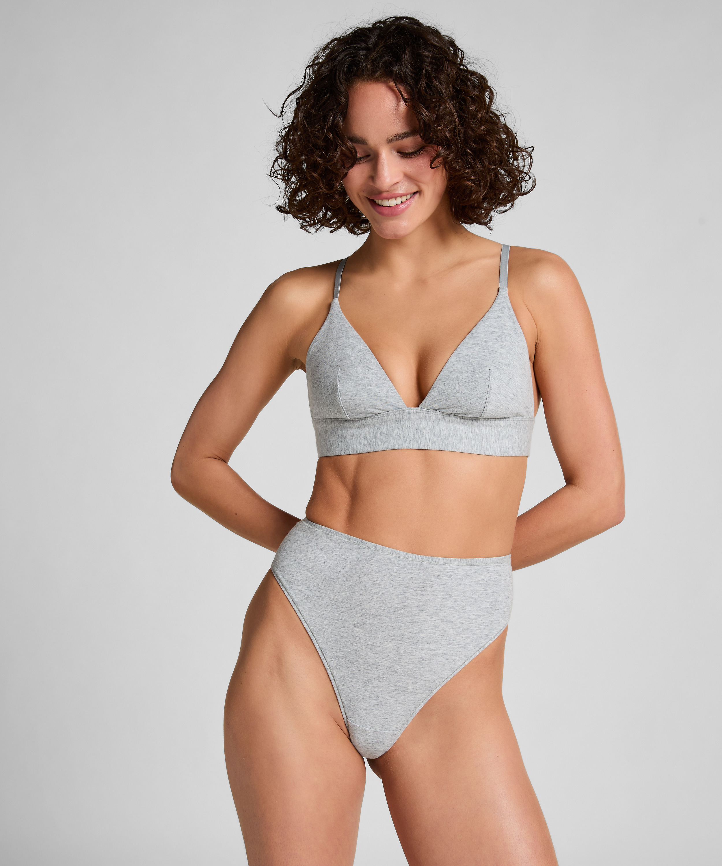 Bralette de algod&oacute;n, Gris, main