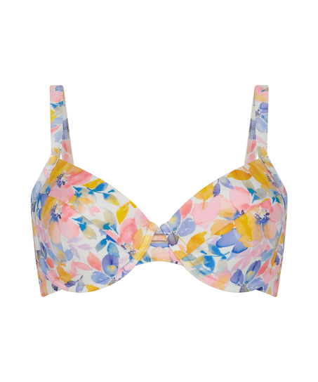 Top de bikini acolchado con aros Palma, Blanco