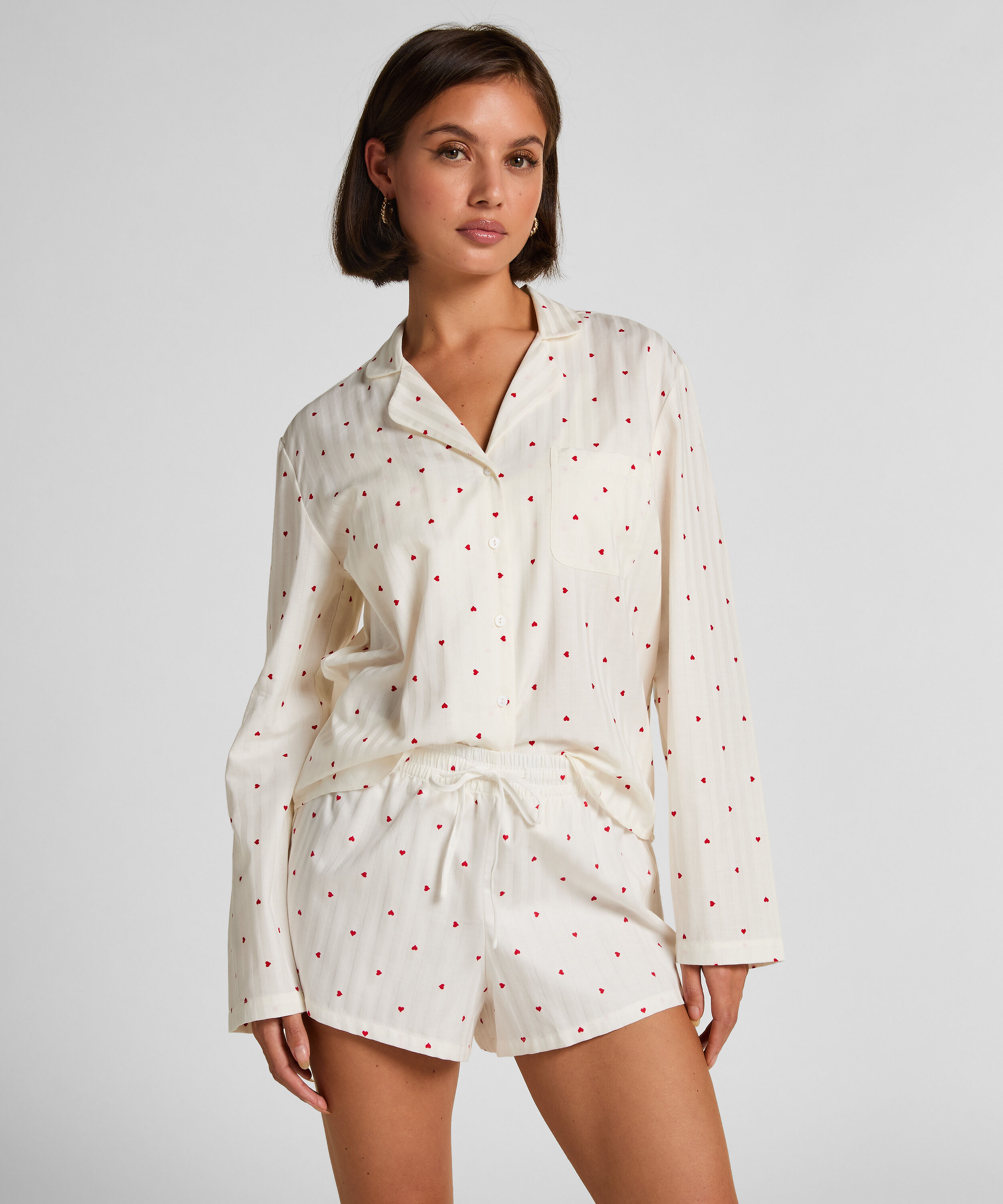 Short de algodón con corazones, Blanco