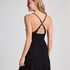 Vestido camisero de punto con encaje atrás, Negro
