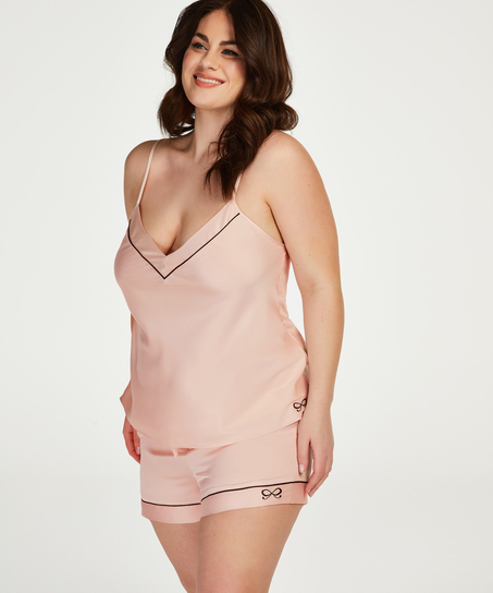 Top satinado Bow, Rosa