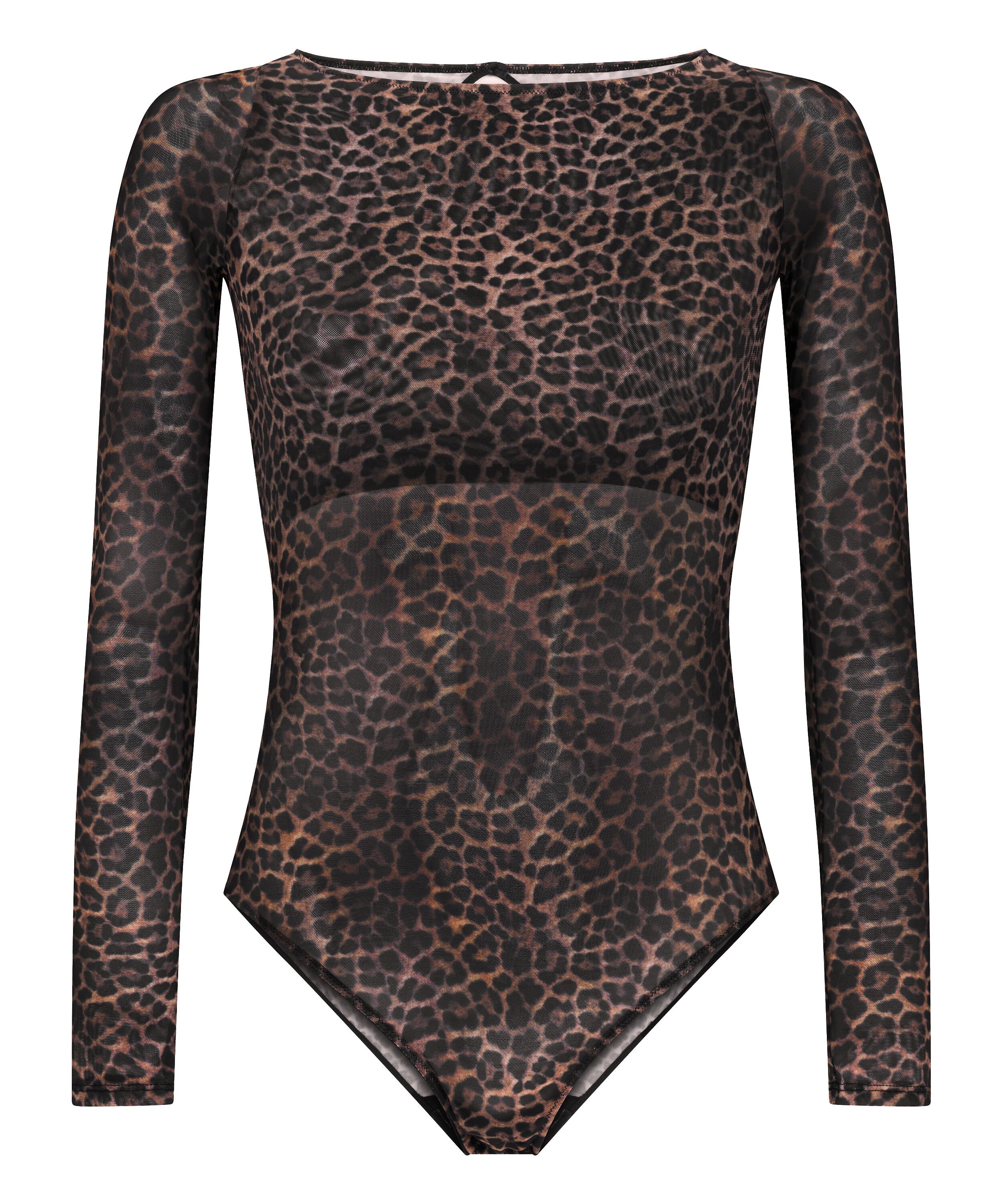 Bodi de manga larga Tara con estampado de leopardo, Negro