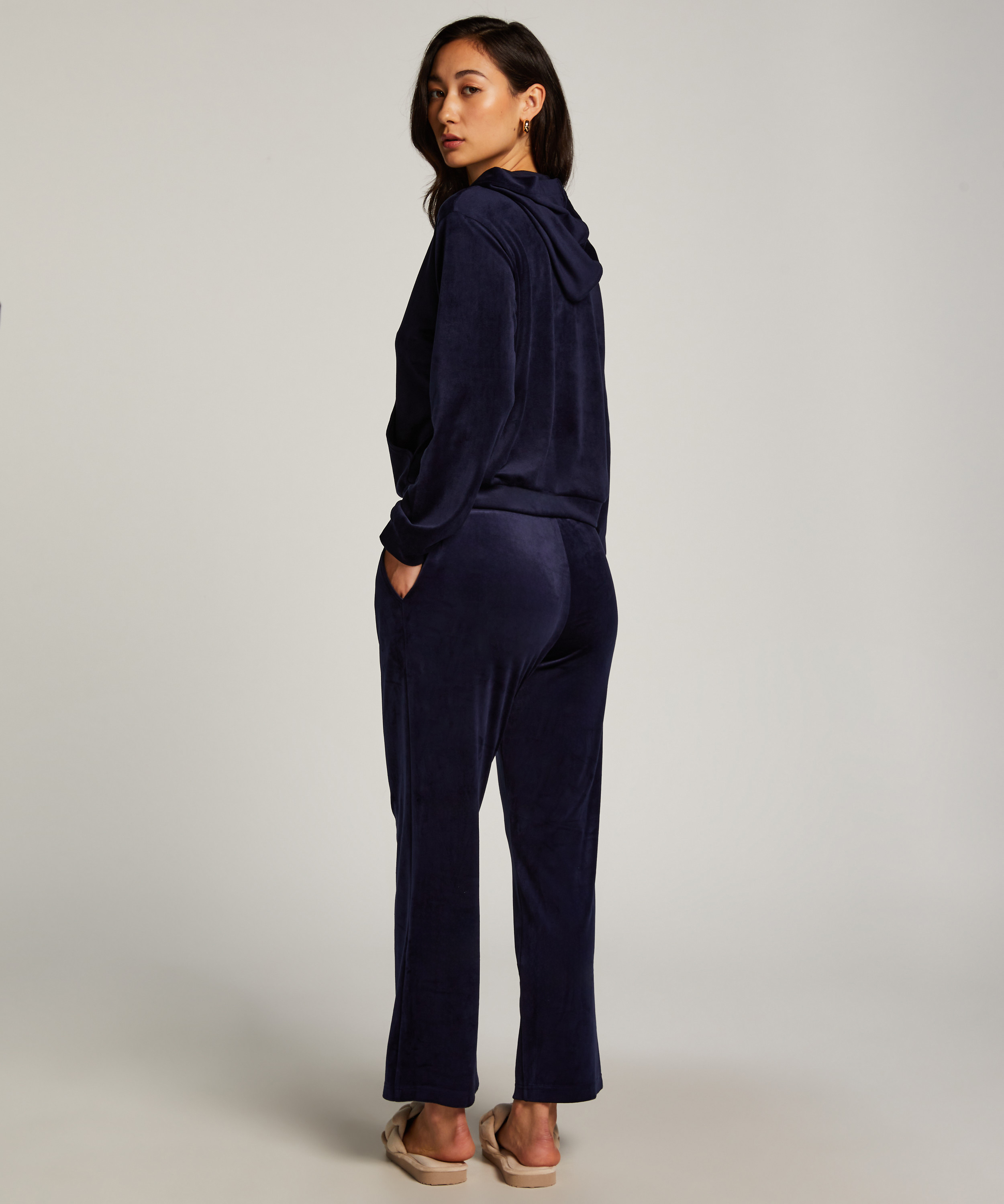 Chaqueta con capucha de terciopelo, Azul, main